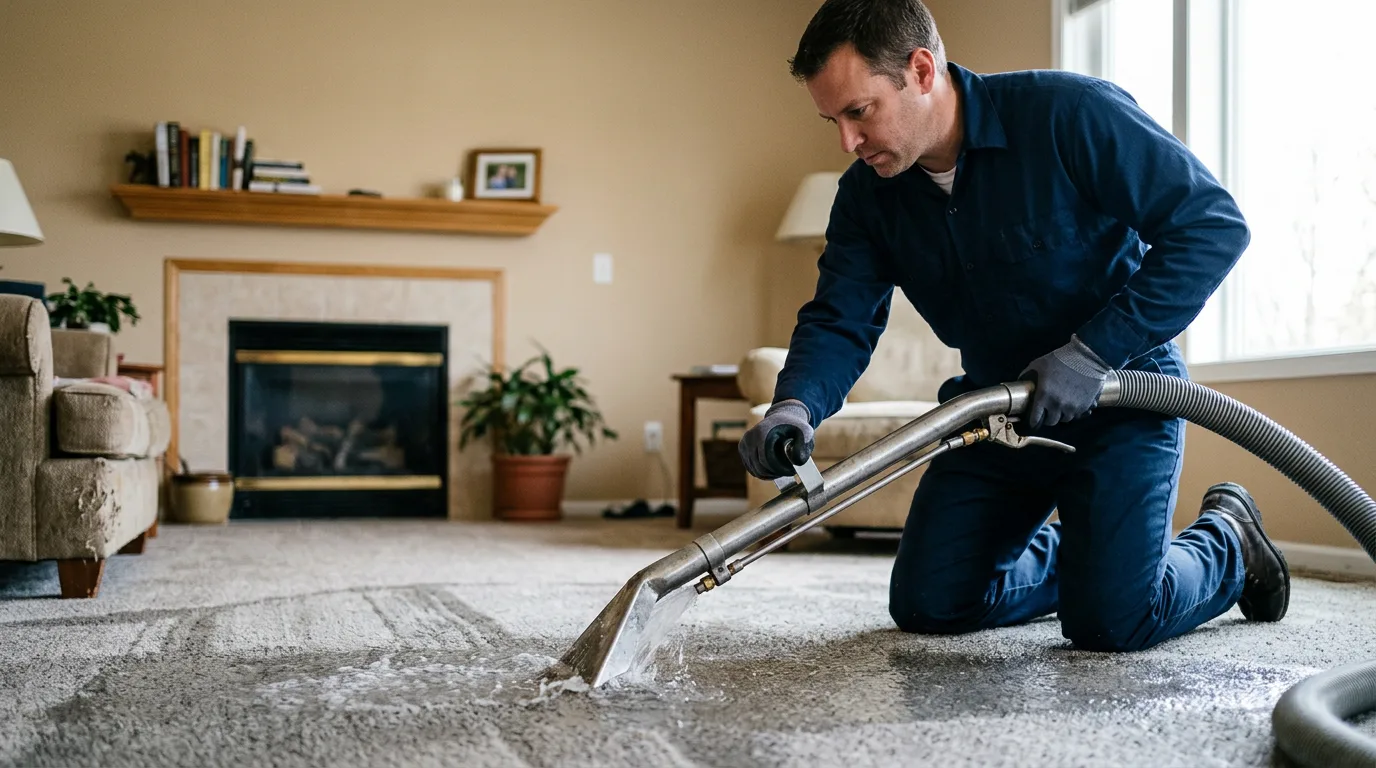 Water damage restoration technician working near Burlington, WY